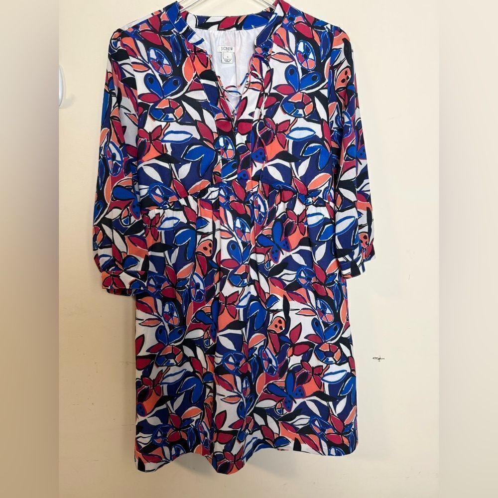 J. Crew h4528 lace up butterfly printed dress Sml
